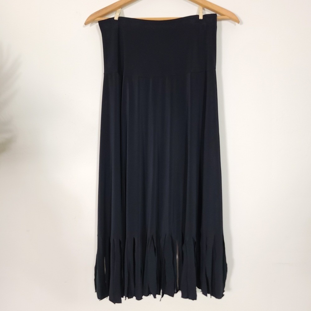 Vintage Valentina‎ Black Skirt Fringe Witchy Dark Fairy Grunge Whimsigoth Slinky